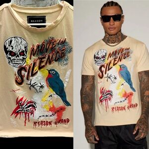 Reason Men's Skull and Bird Graphic Tee in Cream